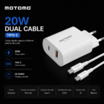 Cargador de Pared PD-L20 20W Dual Cable Tipo C - Imagen 4